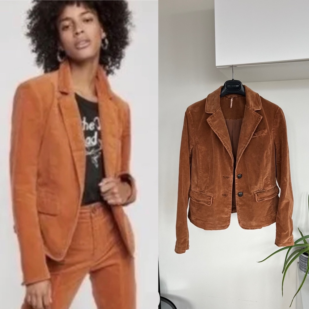 70s Vintage Free People Heidi Brown Corduroy Button Front Casual Blazer 4